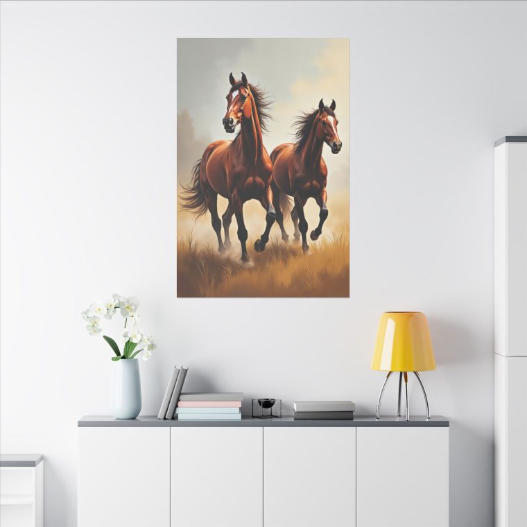 Graceful Gallop of Brown Stallions - Image 12