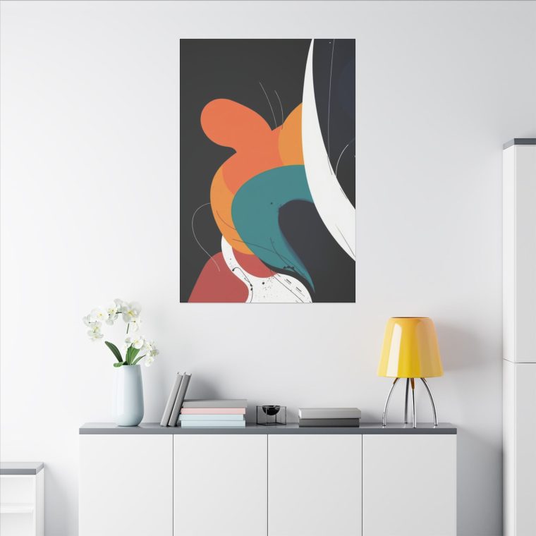 Abstract Modern Art Bold Colors and Fluid Geometric Shapes on Jet Black - Image 4