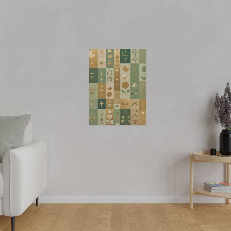 Golden Harmony Naïve Art Collage in a Minimalist Green Aesthetic - Image 7