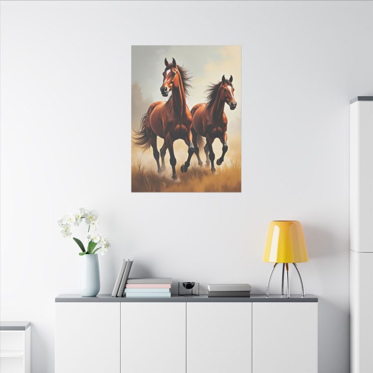 Graceful Gallop of Brown Stallions - Image 16
