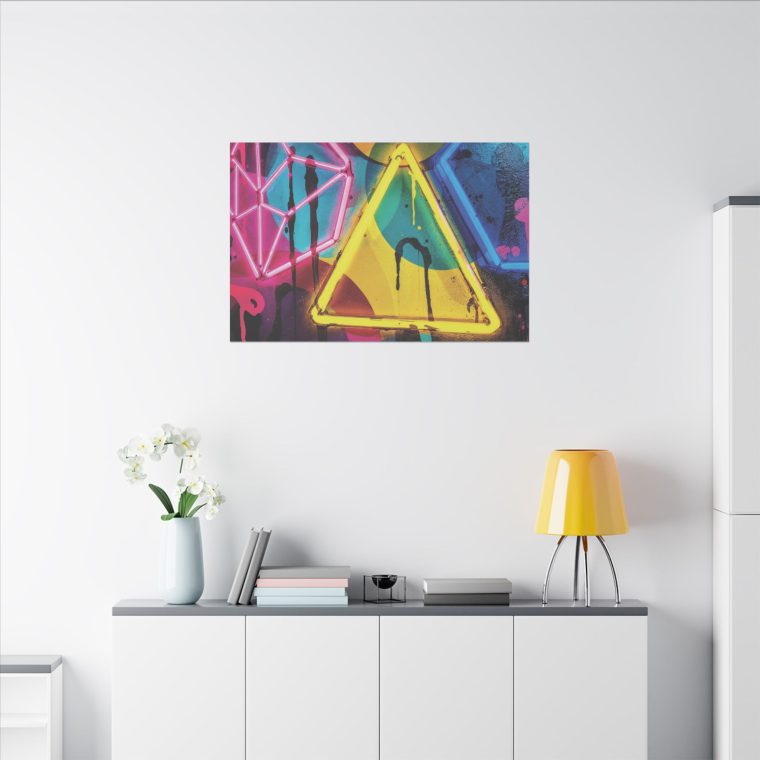 Bright Abstract Fusion Geometric Art in Cyan, Pink, Black, and Yellow - Image 16