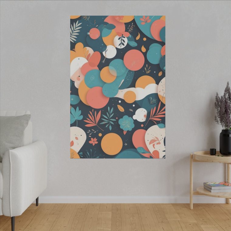 Playful Abstract Wall Art - Botanical and Geometric Harmony Design - Image 6
