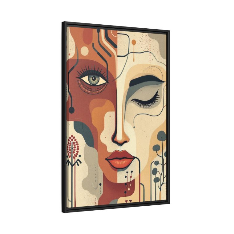 Abstract Boho Face Print Set Earthy Tones Gallery Wall - Image 2