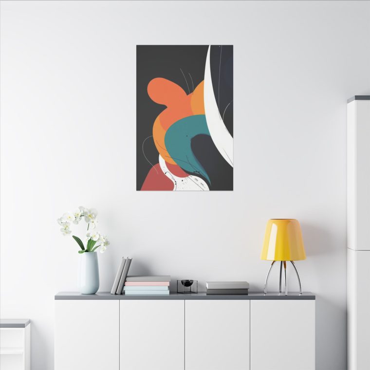 Abstract Modern Art Bold Colors and Fluid Geometric Shapes on Jet Black - Image 12