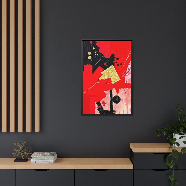 Passionate Red Abstract Wall Art with Gold And Black Accents - Image 8