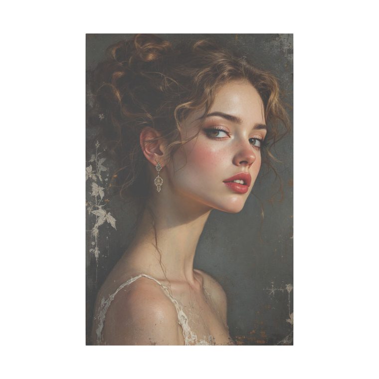 Timeless Elegance Vintage Portrait with Delicate Floral Accents - Image 2