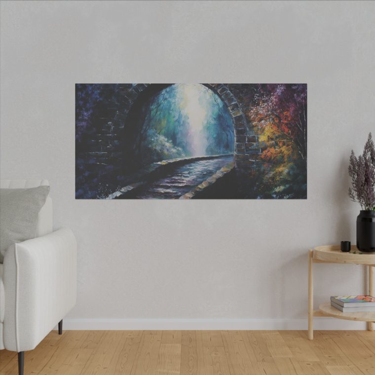 Mystical Bridge Spiritual Realms in Textured Watercolor Panel Art - Image 11