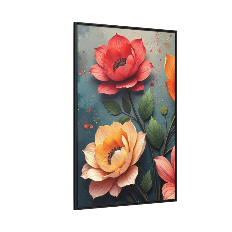 Large Purple Abstract Floral Canvas Wall Art - Image 2