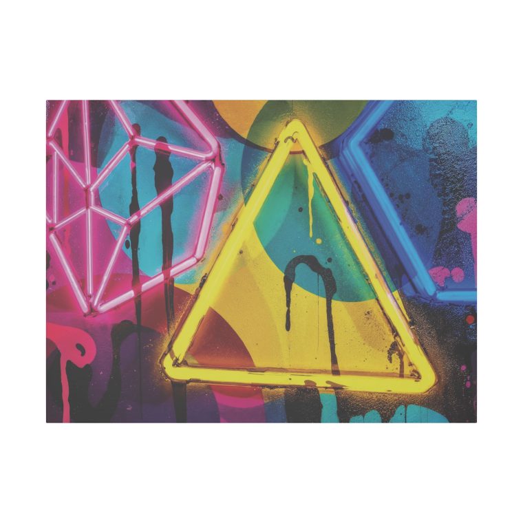 Bright Abstract Fusion Geometric Art in Cyan, Pink, Black, and Yellow - Image 21