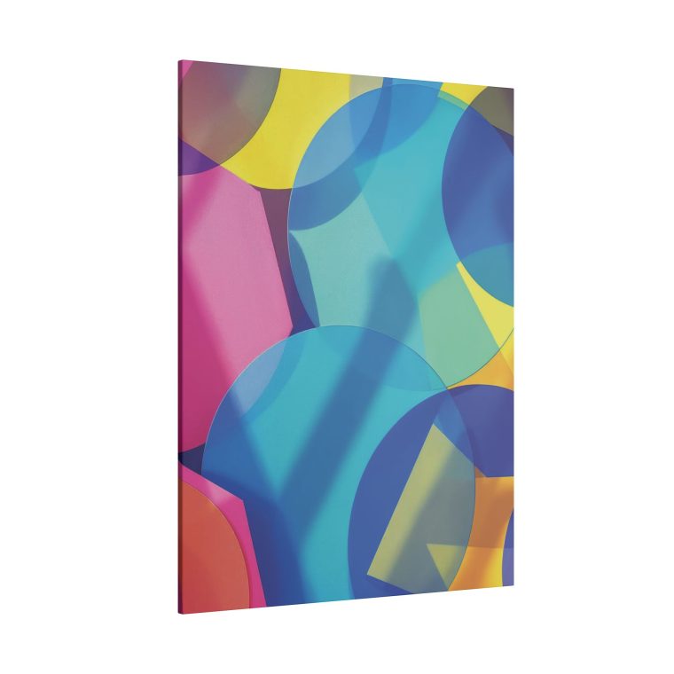 Vibrant Layers Transparent and Solid Shapes in Bold Hues