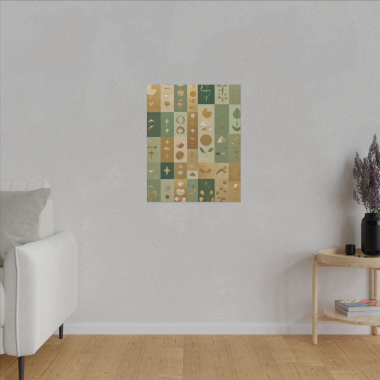 Golden Harmony Naïve Art Collage in a Minimalist Green Aesthetic - Image 15