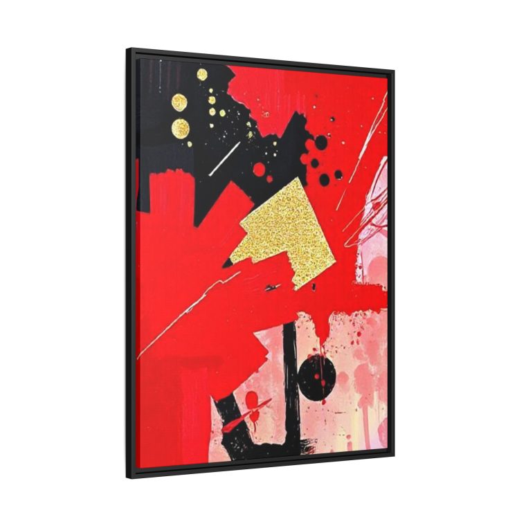 Passionate Red Abstract Wall Art with Gold And Black Accents - Image 14