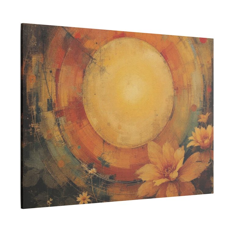 Radiant Sunburst Abstract Floral Design with Warm Earth Tones - Image 6