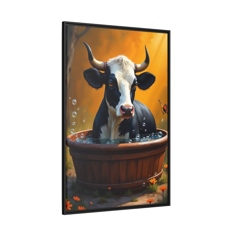 Bull in a Tub Whimsical Canvas Art - Image 6