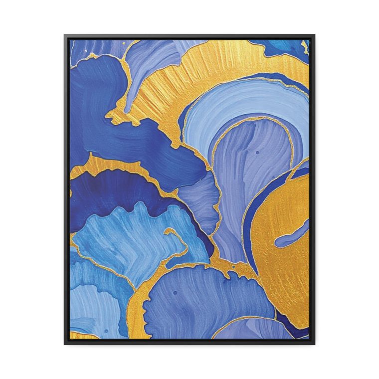 Large Vertical Gold And Blue Wall Art - Image 4