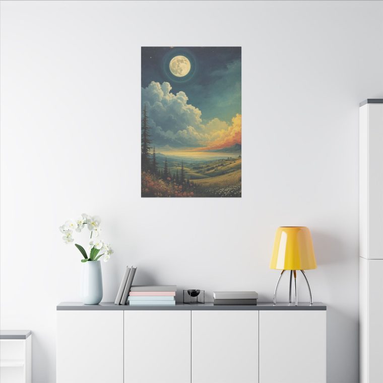 Majestic Moonlit Landscape Rolling Hills Under a Dramatic Sky - Image 12