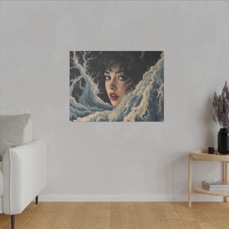 Ethereal Moonlit Portrait Surreal Beauty Amidst Dreamlike Storms - Image 7