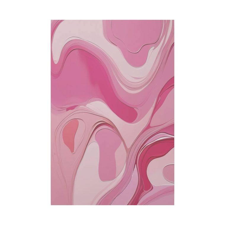 Playful Pink Patterns Abstract Oil Painting with Fluid Lines - Image 9