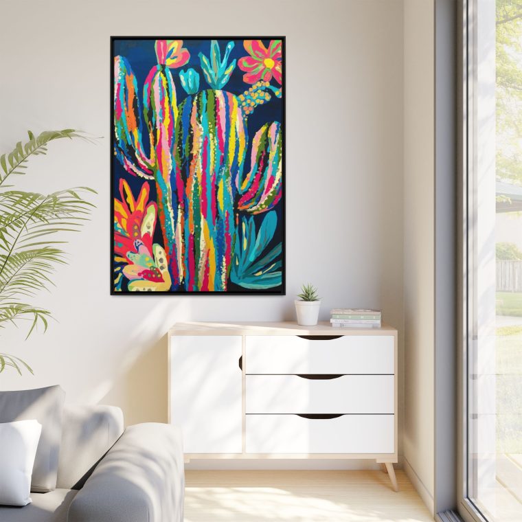 Bold and Vibrant: Maximalist Cactus Floral Abstract Art - Image 7