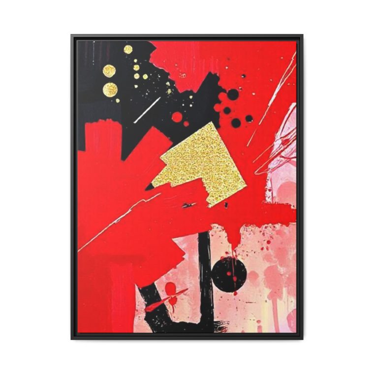 Passionate Red Abstract Wall Art with Gold And Black Accents - Image 13