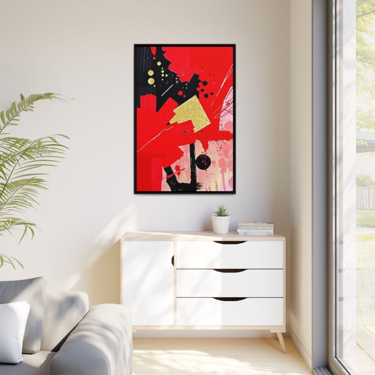 Passionate Red Abstract Wall Art with Gold And Black Accents - Image 11