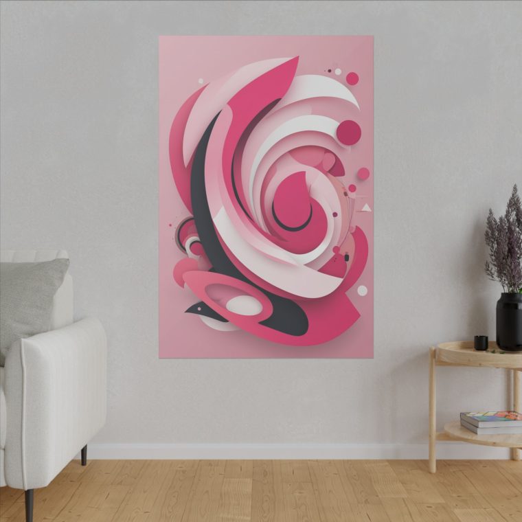 Bold Pink Abstraction Geometric Layers and Dynamic Composition - Image 3