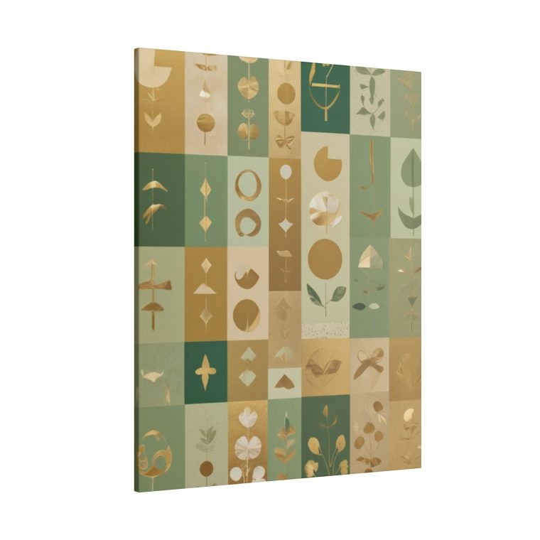 Golden Harmony Naïve Art Collage in a Minimalist Green Aesthetic - Image 14