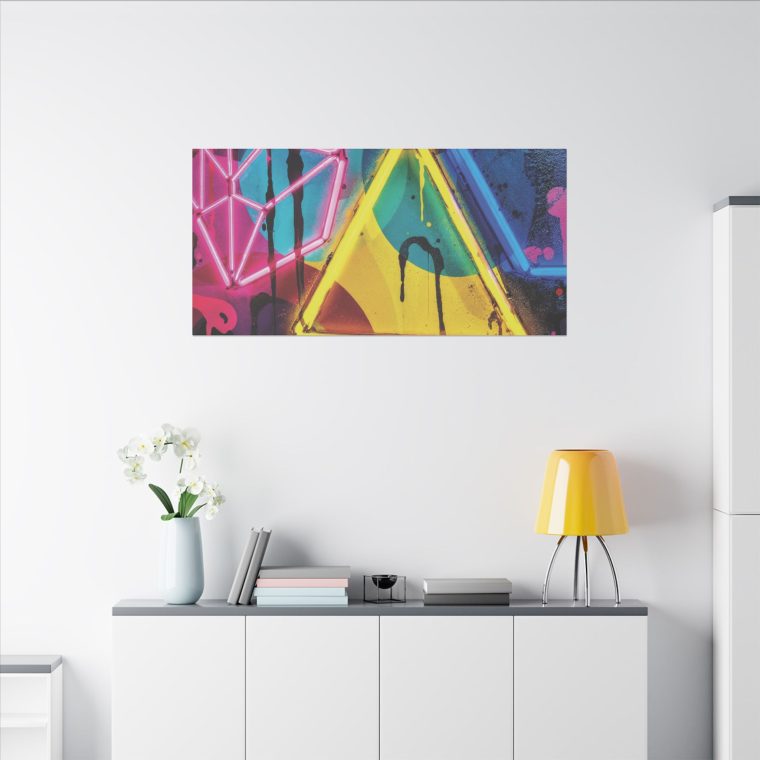 Bright Abstract Fusion Geometric Art in Cyan, Pink, Black, and Yellow - Image 4
