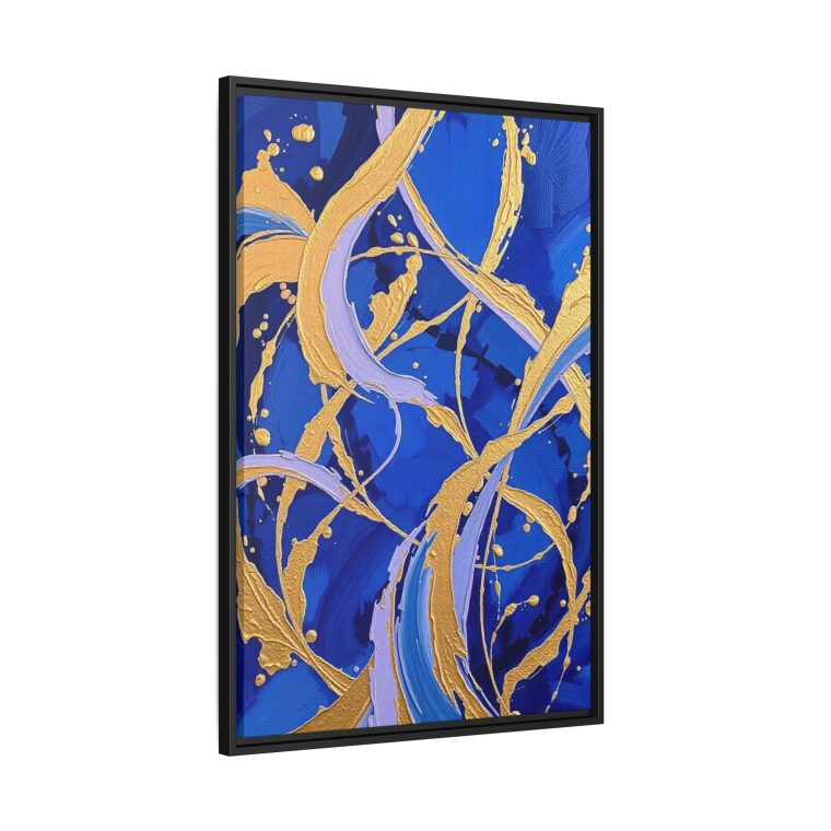 Gold and Blue Canvas Artwork Perfect for Any Modern Space - Image 2