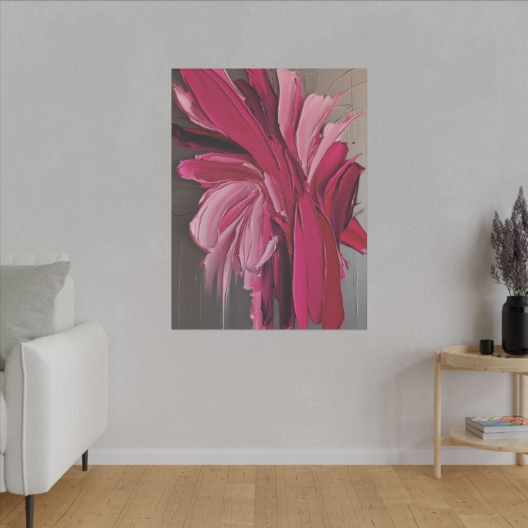 Floral Essence in Pink Bold Abstract Oil Painting with Dynamic Strokes - Image 15
