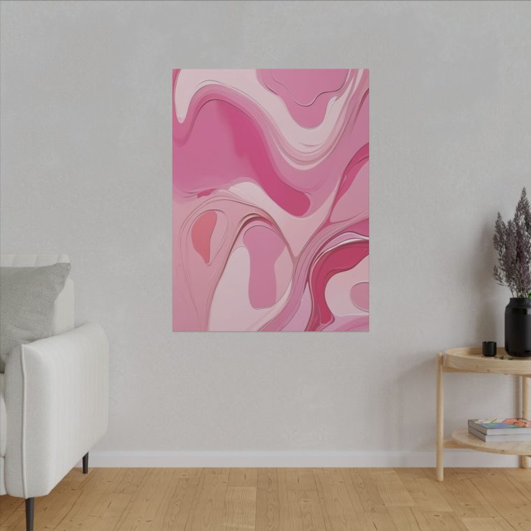 Playful Pink Patterns Abstract Oil Painting with Fluid Lines - Image 15