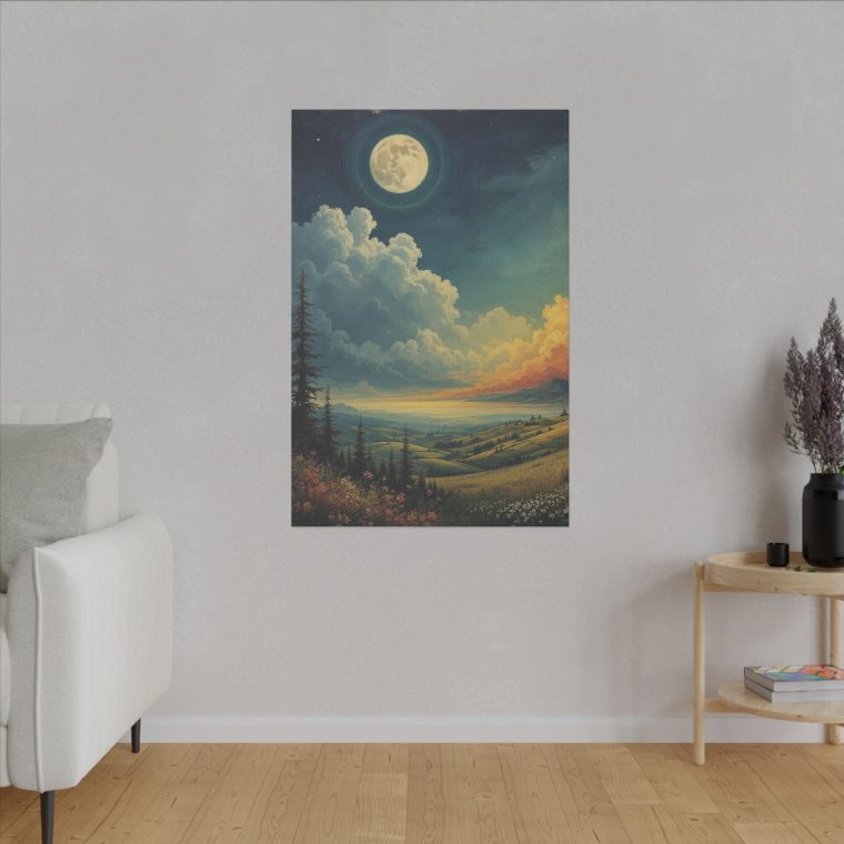 Majestic Moonlit Landscape Rolling Hills Under a Dramatic Sky - Image 11