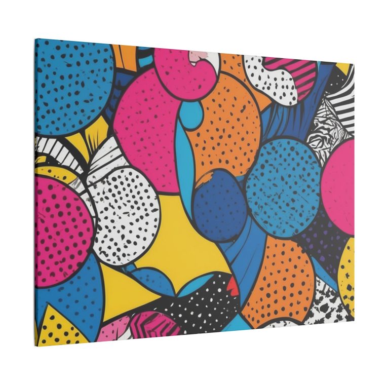 Side view of the Energetic Pop Art Wall Art, highlighting the geometric design and bright, lively hues.