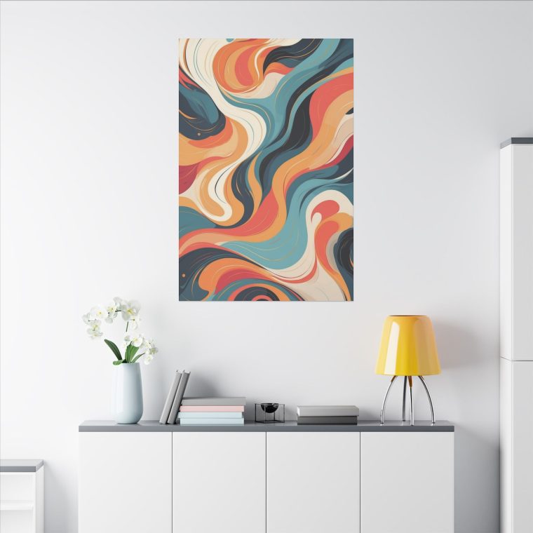 Modern Oil Painting Abstract Wall Art Vibrant Swirl Design - Image 4