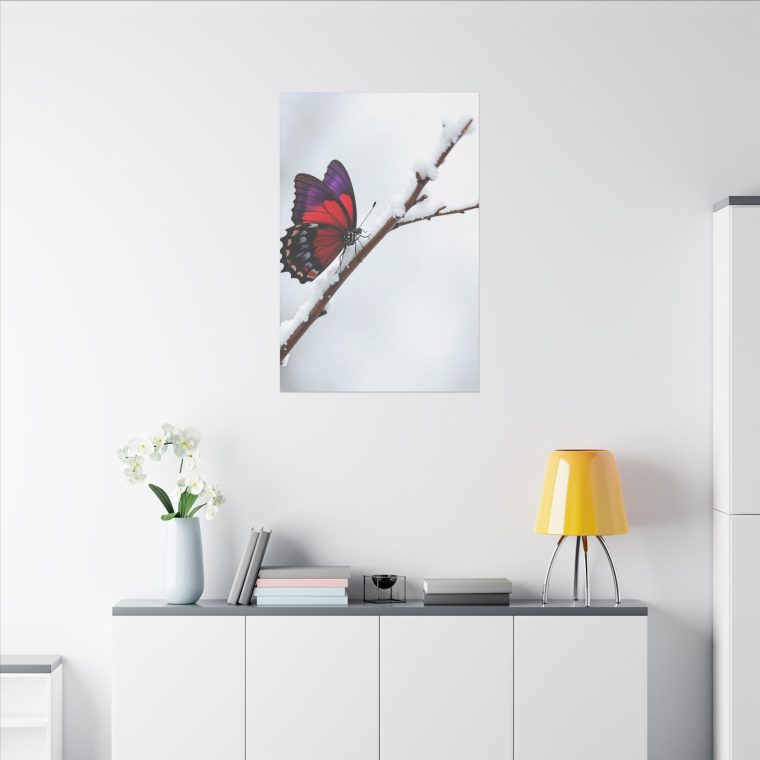 Snowy Serenity A Butterfly's Radiant Perch - Image 12