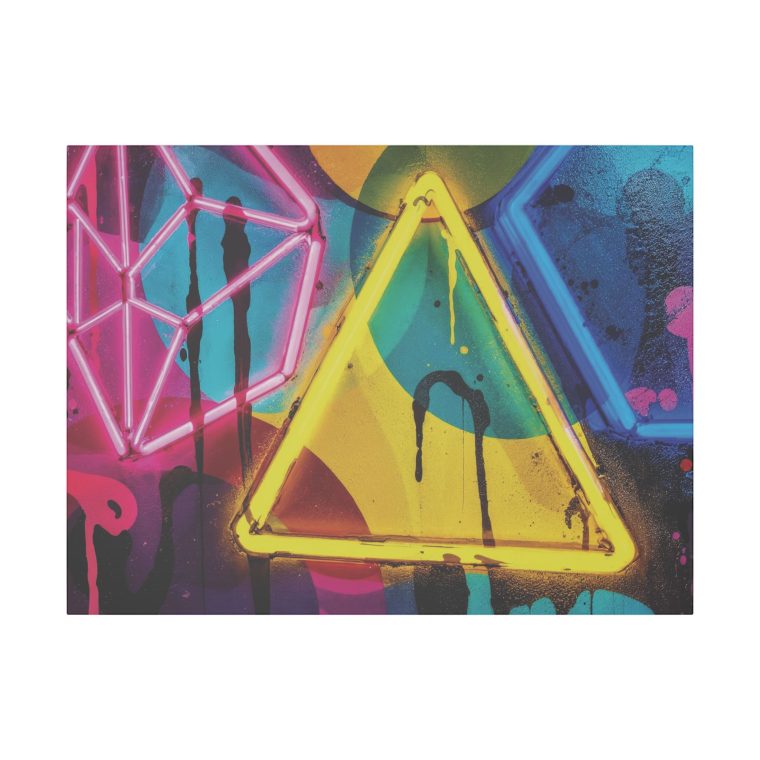 Bright Abstract Fusion Geometric Art in Cyan, Pink, Black, and Yellow - Image 9