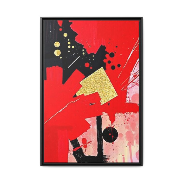 Passionate Red Abstract Wall Art with Gold And Black Accents - Image 5