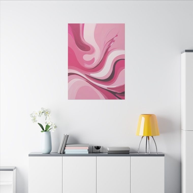 Flowing Harmony Modern Abstract Oil Painting in Gentle Pink Waves - Image 16