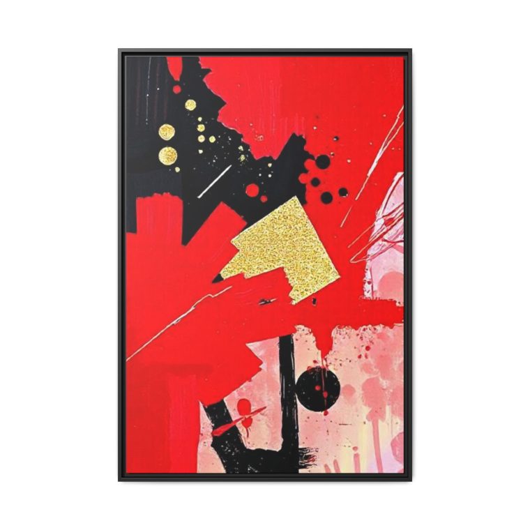 Passionate Red Abstract Wall Art with Gold And Black Accents - Image 9