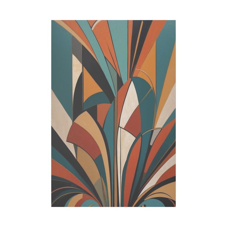 Geometric Blossom Mid-Century Modern Abstract Wall Art - Image 2