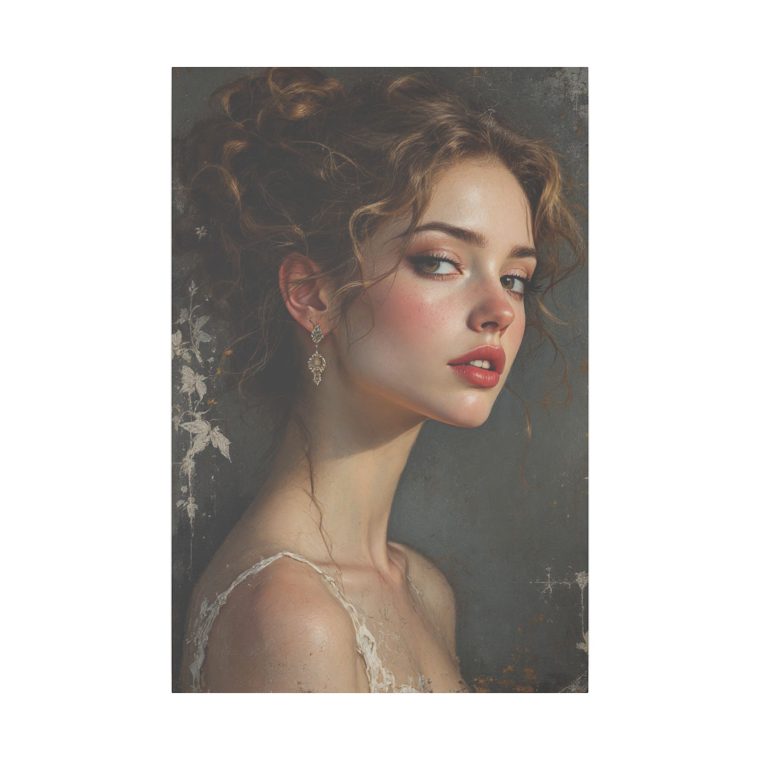 Timeless Elegance Vintage Portrait with Delicate Floral Accents - Image 9