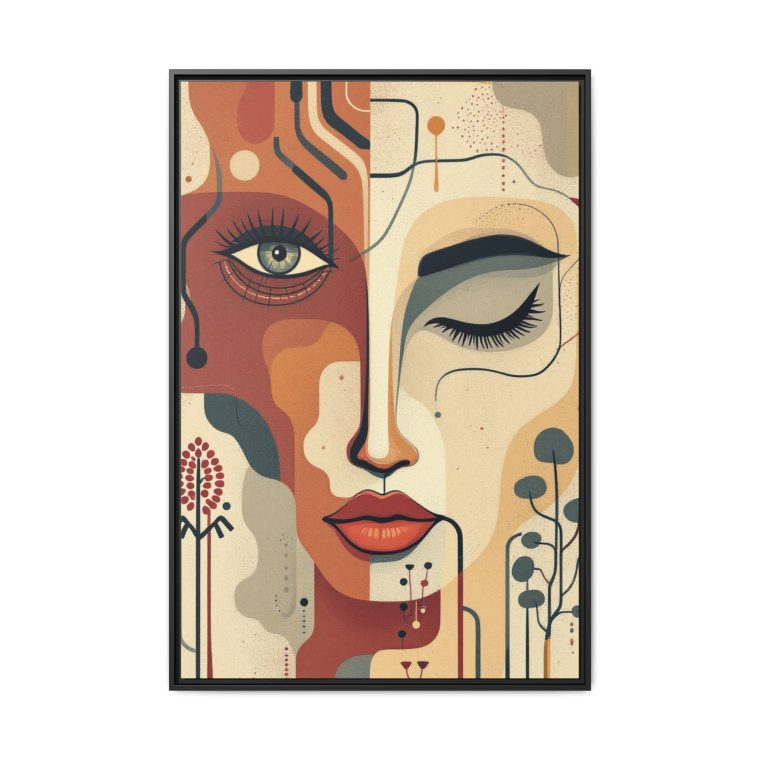 Abstract Boho Face Print Set Earthy Tones Gallery Wall - Image 5