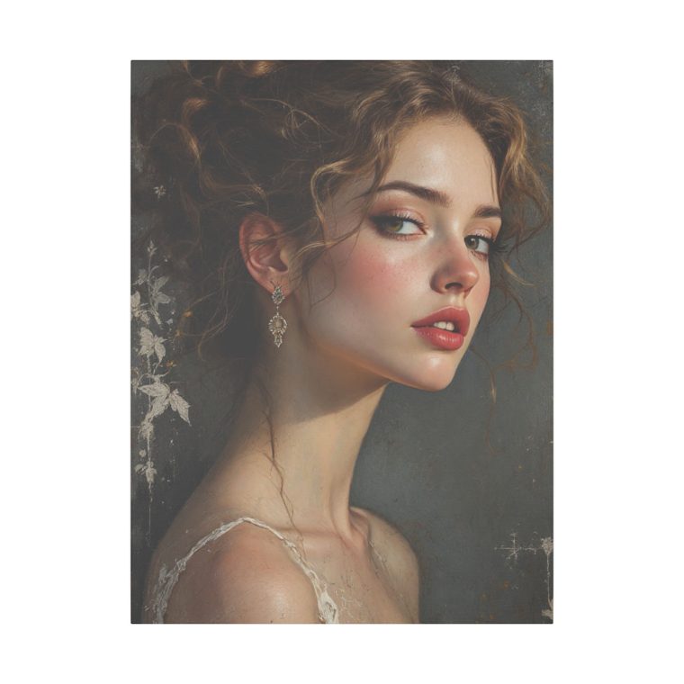 Timeless Elegance Vintage Portrait with Delicate Floral Accents - Image 5