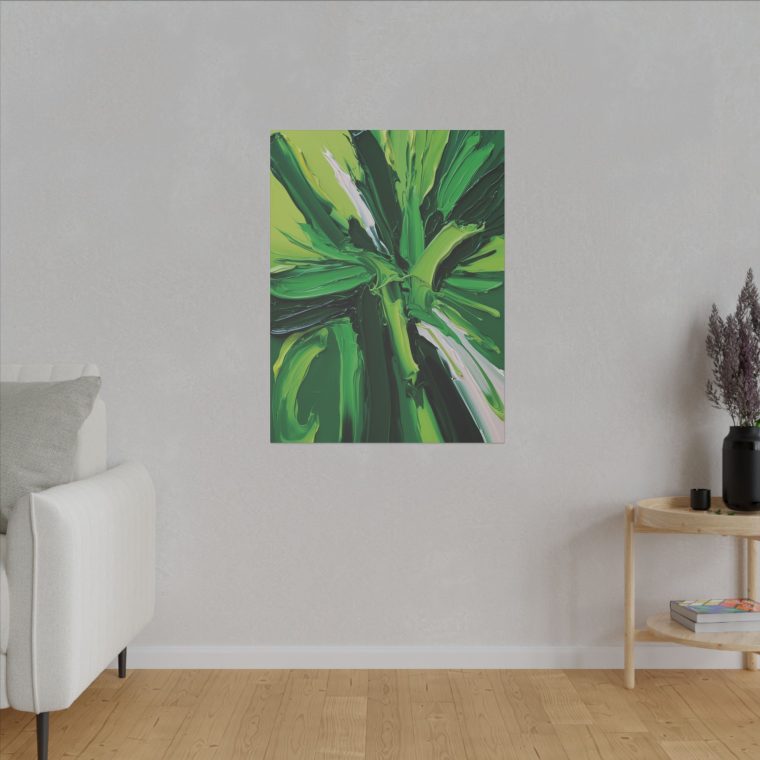 Dynamic Green Flow Modern Abstract Oil Painting in Vibrant Tones - Image 7