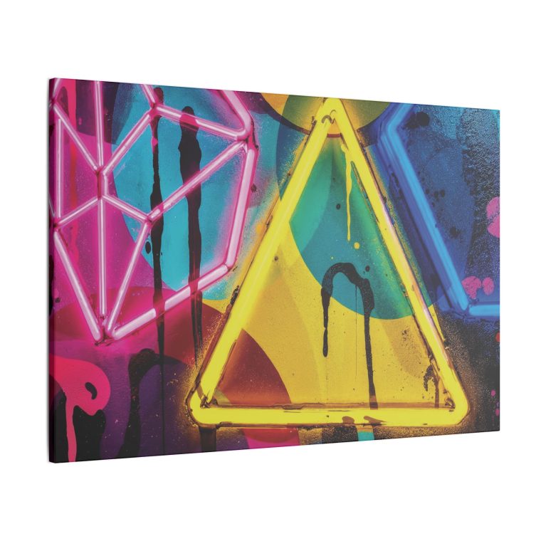 Bright Abstract Fusion Geometric Art in Cyan, Pink, Black, and Yellow - Image 6