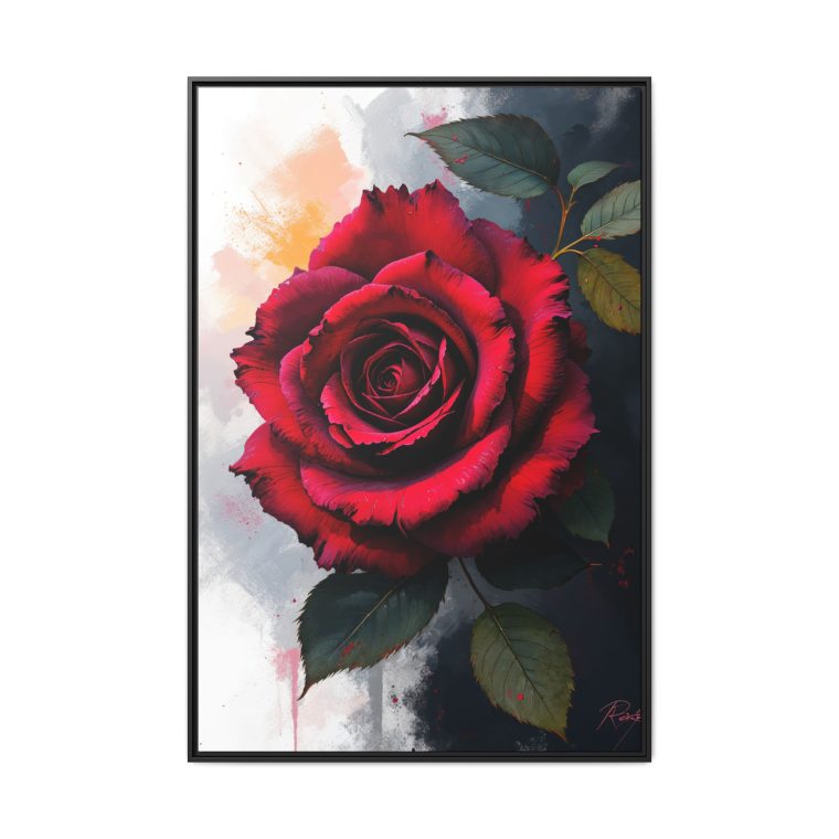 Black Baccara rose wall art showcasing deep, velvety hues in a dramatic and elegant floral design