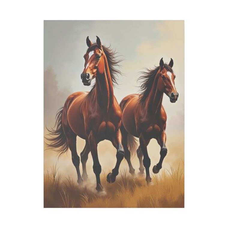 Graceful Gallop of Brown Stallions - Image 13
