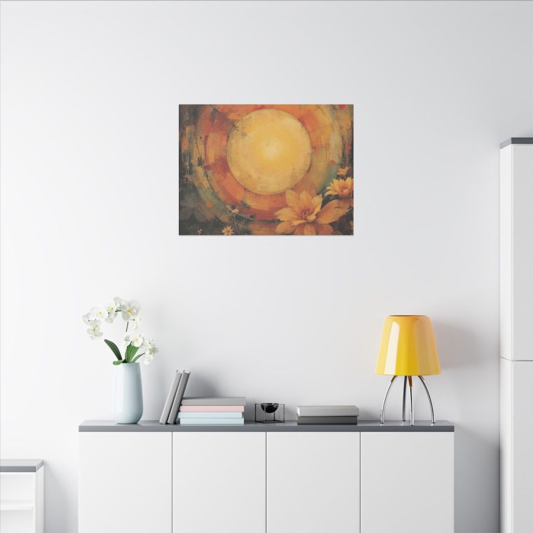Radiant Sunburst Abstract Floral Design with Warm Earth Tones - Image 8