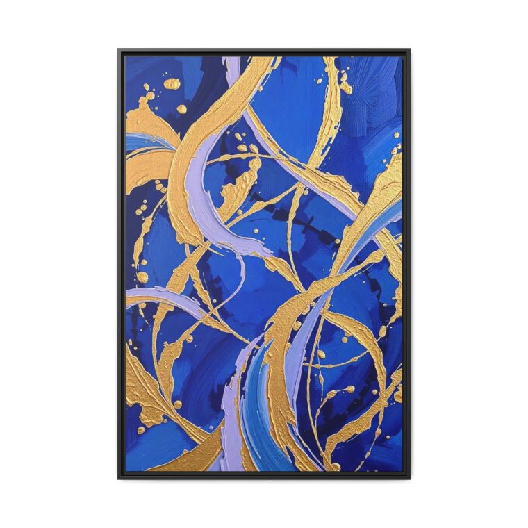 Gold and Blue Canvas Artwork Perfect for Any Modern Space - Image 3