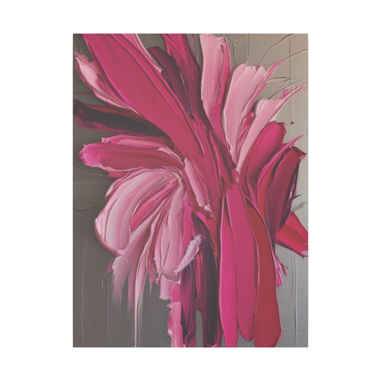 Floral Essence in Pink Bold Abstract Oil Painting with Dynamic Strokes - Image 13